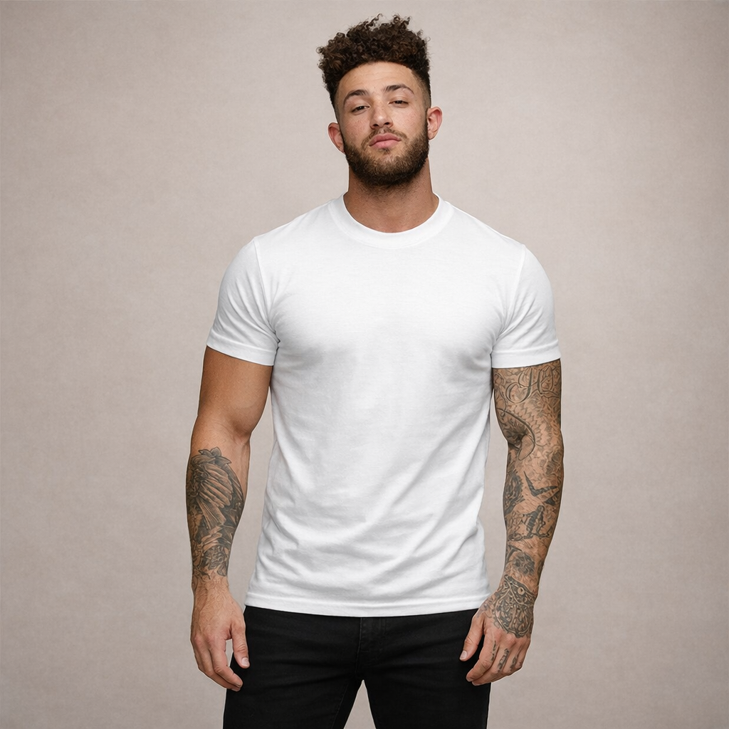 Da Uomo T-Shirt Slim Fit Girocollo Essenziale Relax Moderna