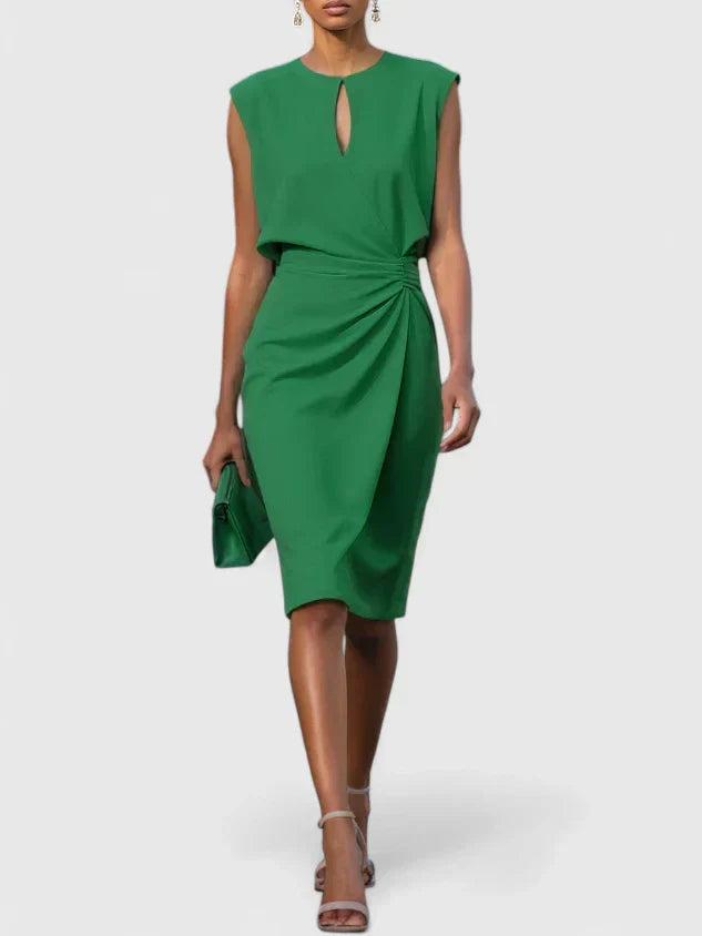 Da Donna Abito Midi Drappeggiato in Vita Eleganza Raffinata