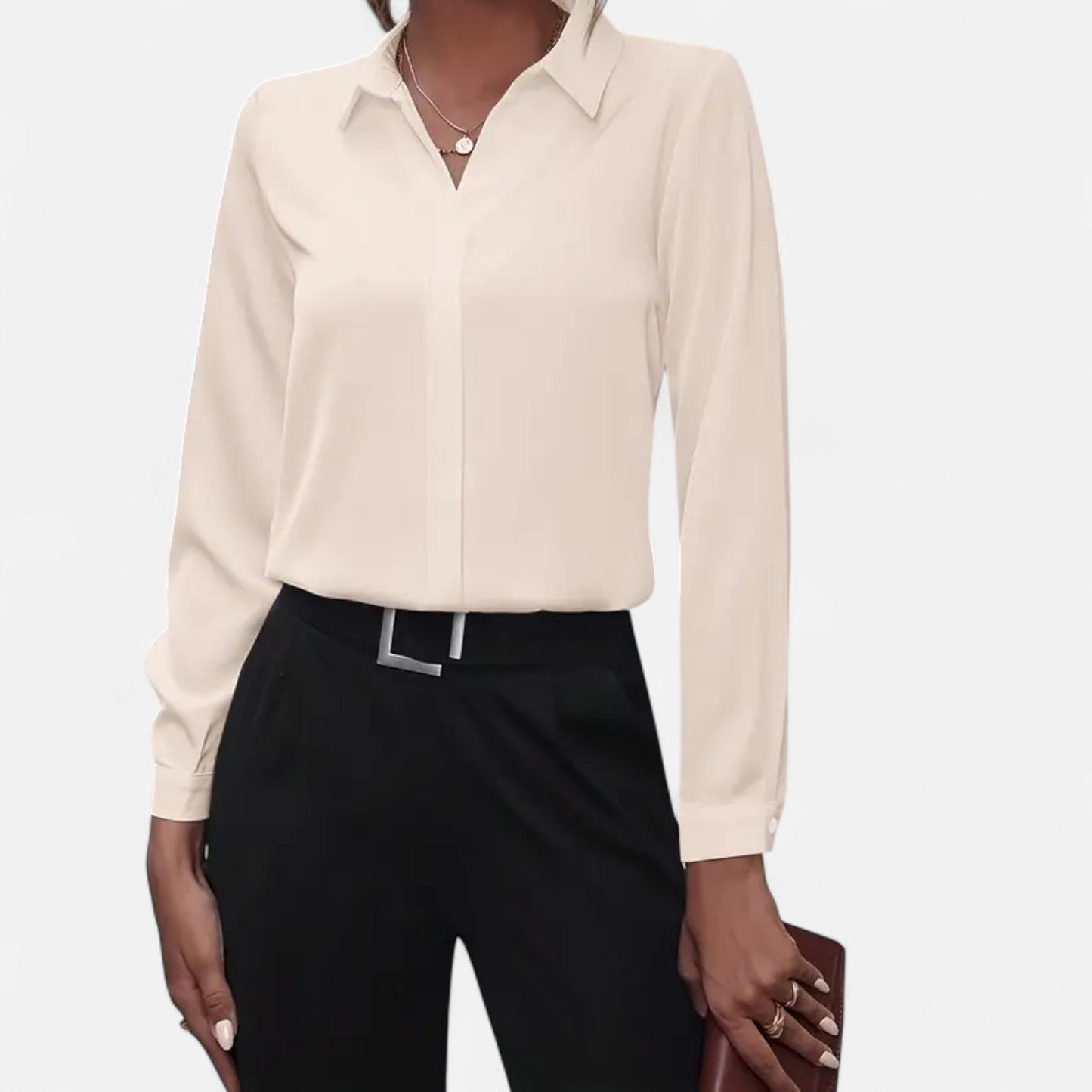 Da Donna Blusa Elegante Colletto Sartoriale Maniche Lunghe