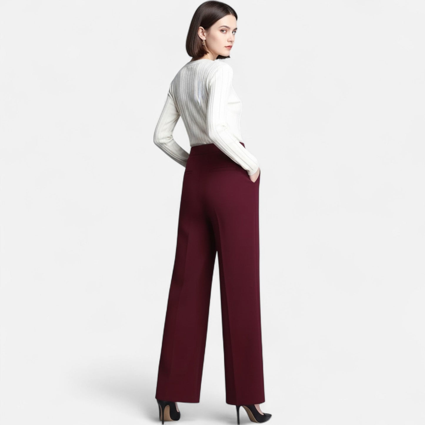 Da Donna Pantaloni Palazzo Alta Vita con Linea Fluida