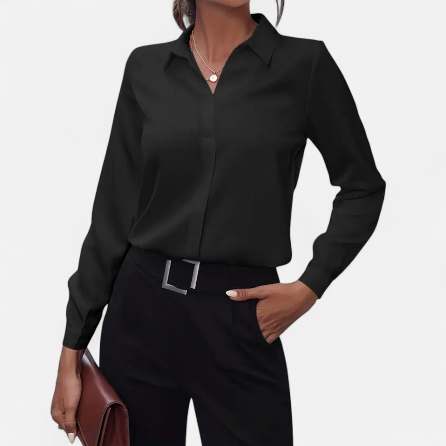 Da Donna Blusa Elegante Colletto Sartoriale Maniche Lunghe