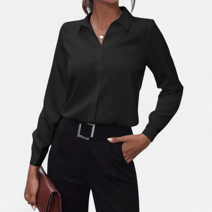 Da Donna Blusa Elegante Colletto Sartoriale Maniche Lunghe