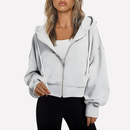 Da Donna Felpa Zip Cropped Relax Fit Casual Moderna