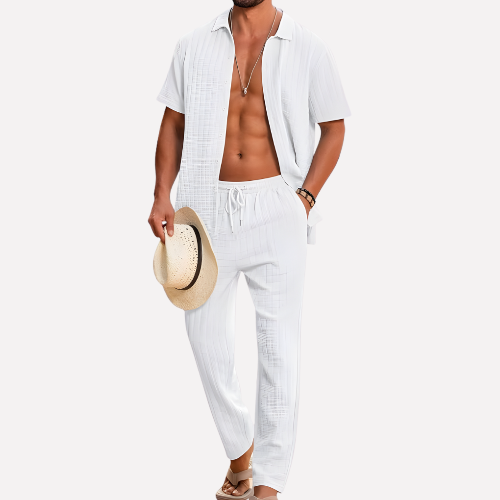 Da Uomo Completo Estivo Texture Relax Casual Moderno