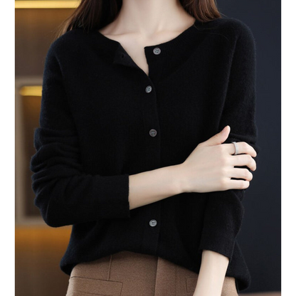 Da Donna Cardigan in Lana Merino e Cashmere Collo O Eleganza Invernale