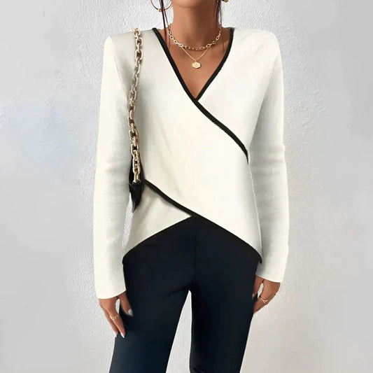 Da Donna Maglia Incrociata Scollo V Eleganza Casual Moderna