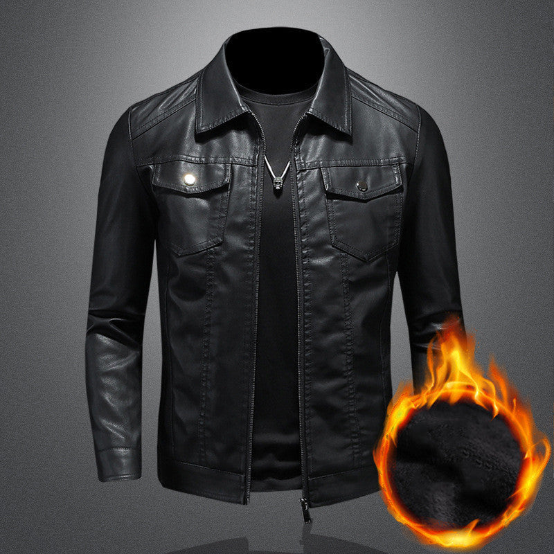 Da Uomo Giacca Heritage Pelle Strutturata Zip Front