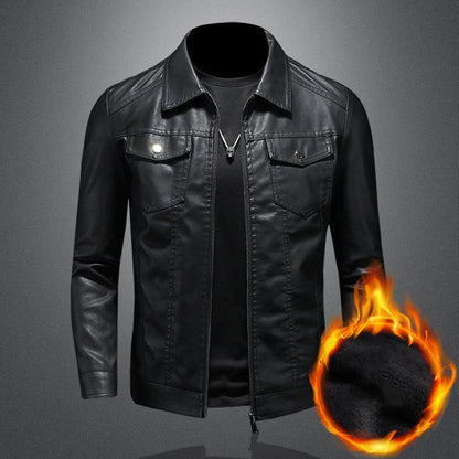 Da Uomo Giacca Heritage Pelle Strutturata Zip Front