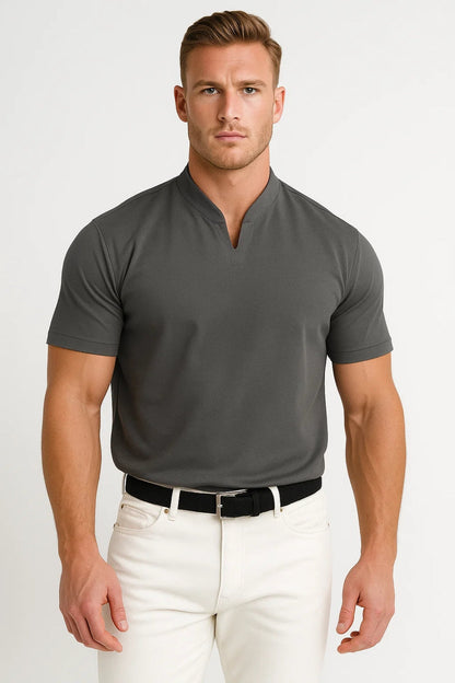 Da Uomo T-Shirt Collo Coreano Essenziale Relax Moderna