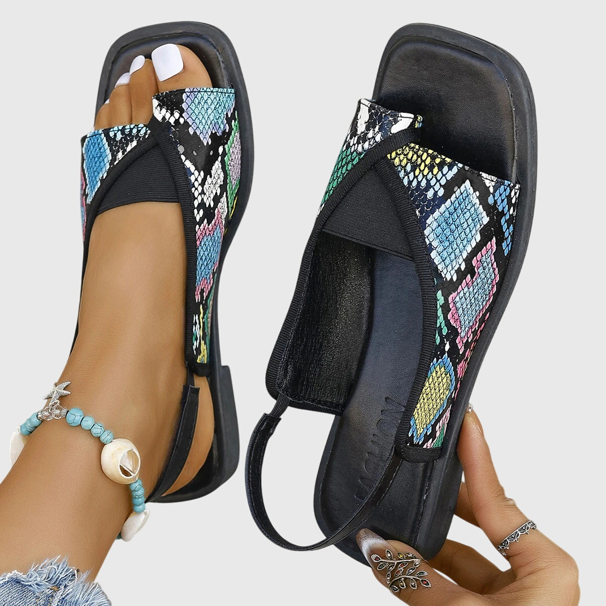 Da Donna Sandali Fasce Incrociate Punta Aperta Comfort Moderna