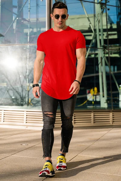 Da Uomo T-Shirt Essential Athletic Fit con Orlo Allungato