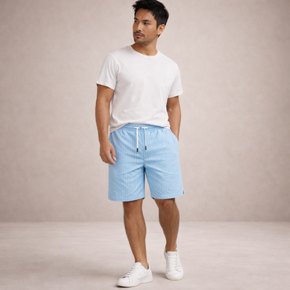 Da Uomo Bermuda Lino Coulisse Vestibilità Relax Moderna