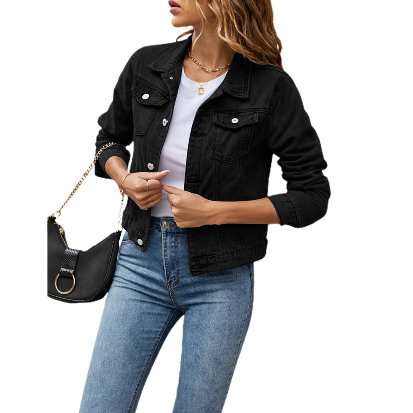 Da Donna Giacca Denim Strutturata con Tasche Utility