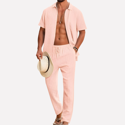 Da Uomo Completo Estivo Texture Relax Casual Moderno