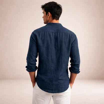 Da Uomo Camicia in Lino Regular Fit Casual Moderna