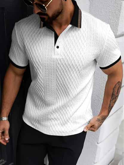 Da Uomo Polo Testurizzata Slim Fit Eleganza Smart Casual Estiva