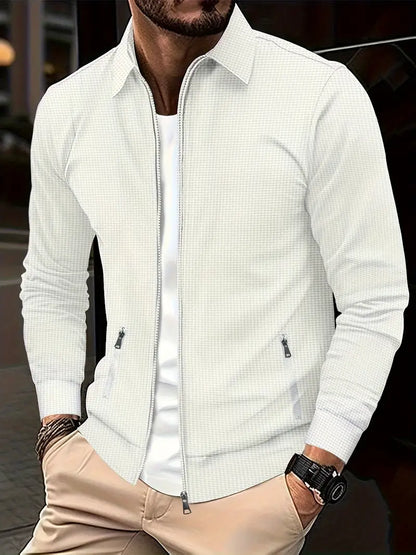 Da Uomo Giacca Zip Front Texture Strutturata Slim Moderna