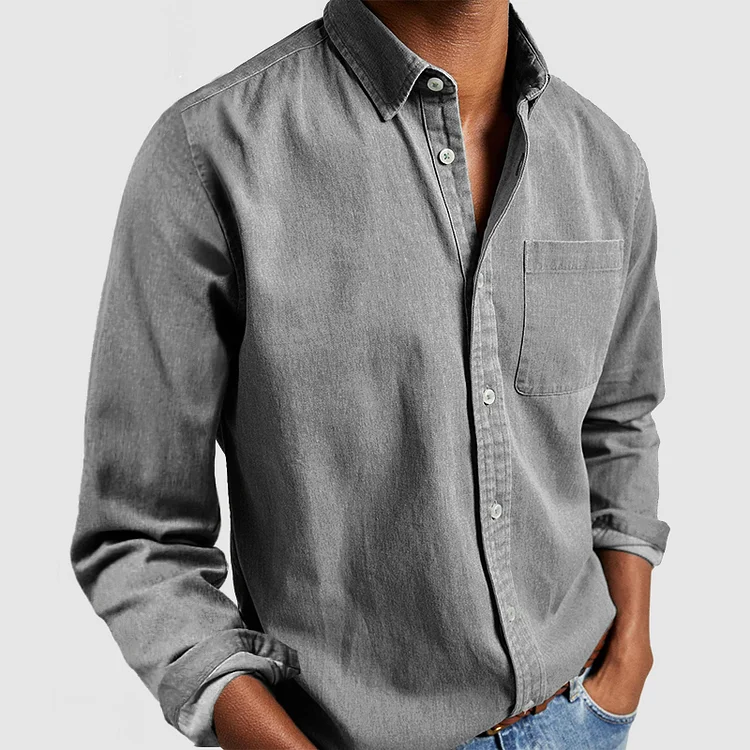 Da Uomo Camicia Bottoni Taschino Frontale Relax Moderna