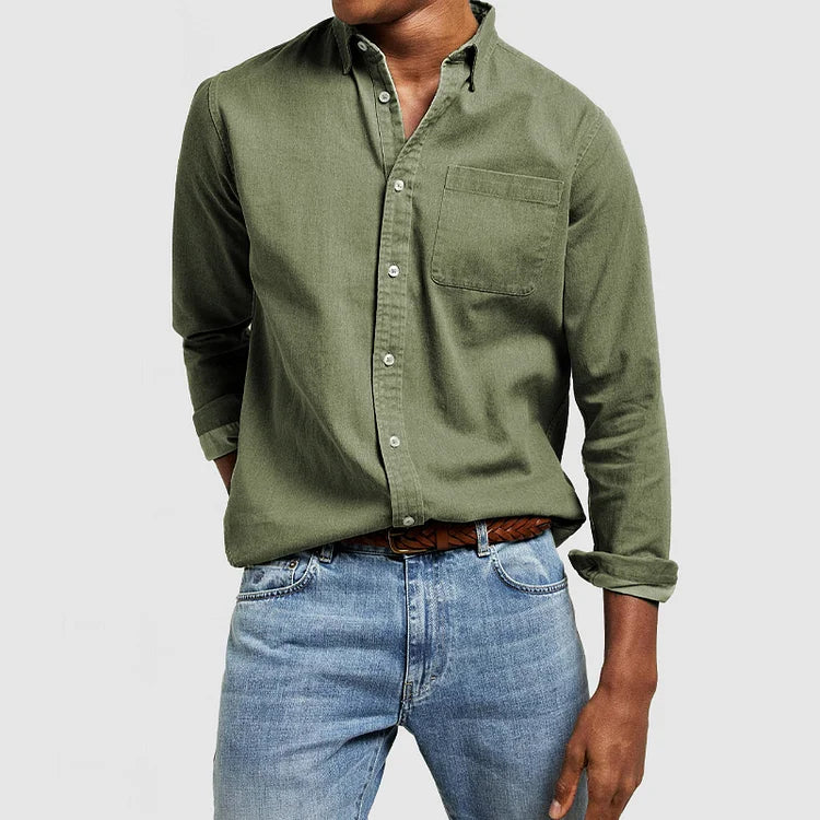 Da Uomo Camicia Bottoni Taschino Frontale Relax Moderna