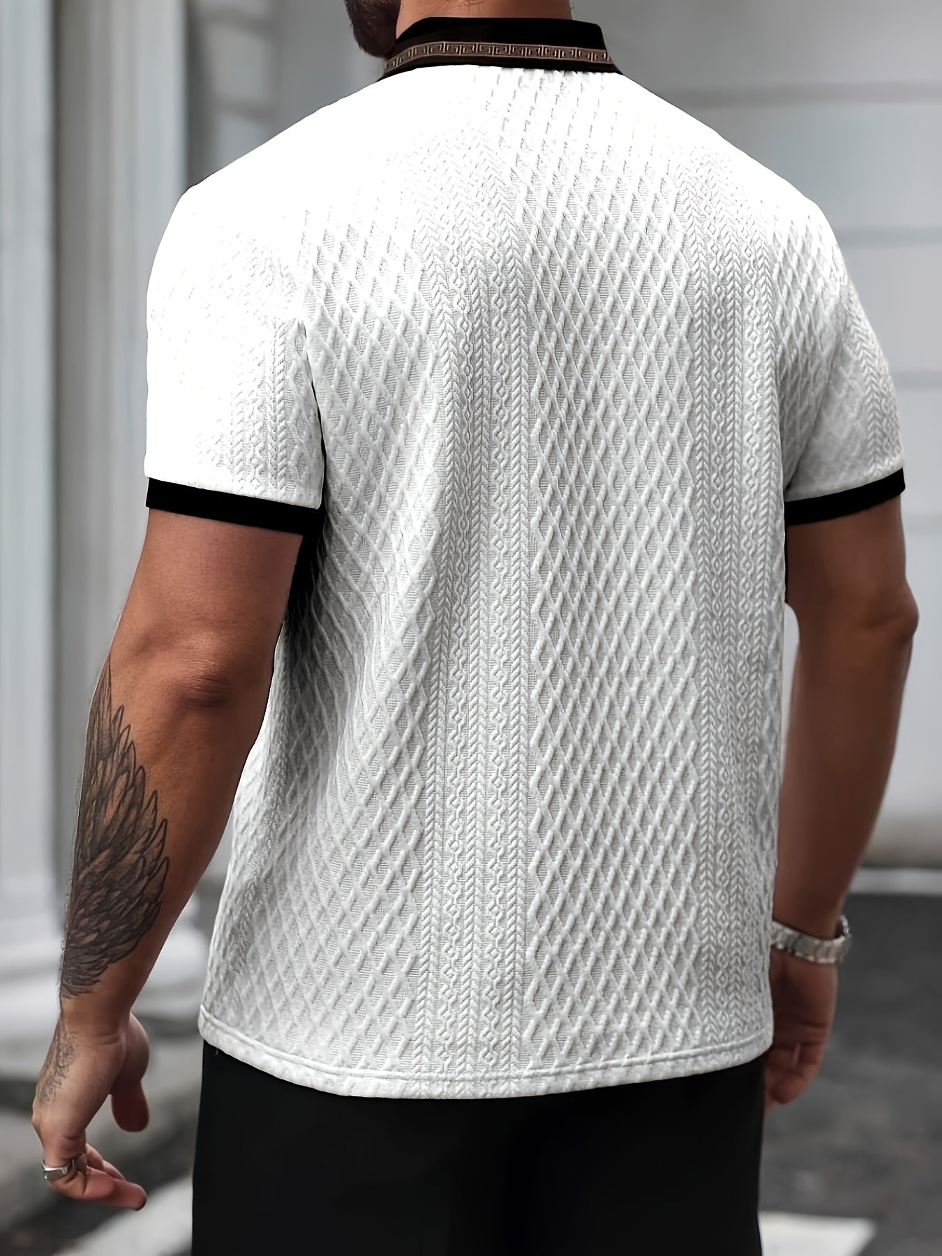 Da Uomo Polo Testurizzata Slim Fit Eleganza Smart Casual Estiva
