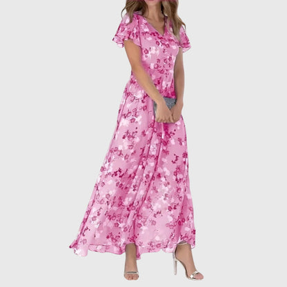 Da Donna Abito Maxi Floreale con Scollo a V Elegante