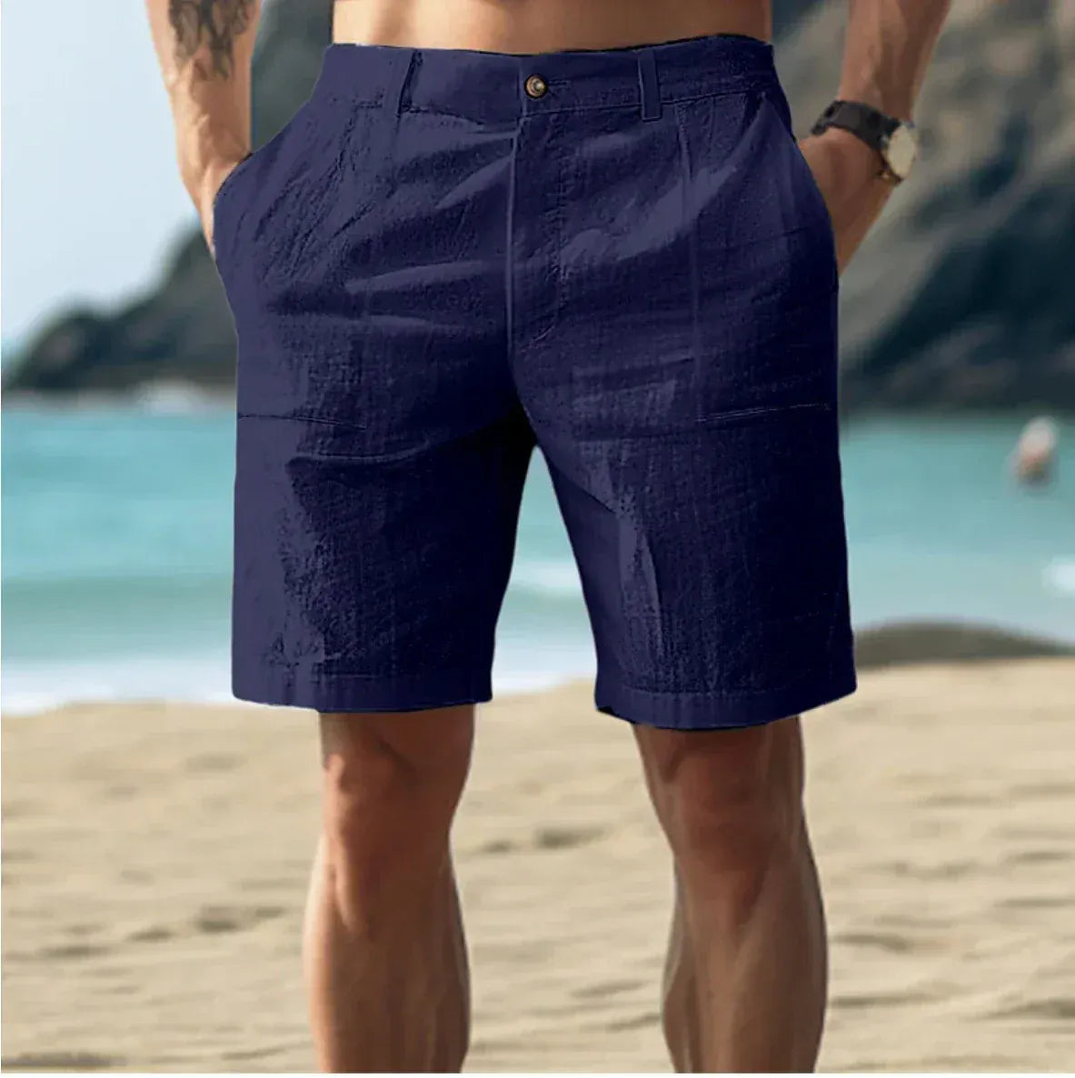 Da Uomo Bermuda Leggeri Tasche Classiche Relax Moderno