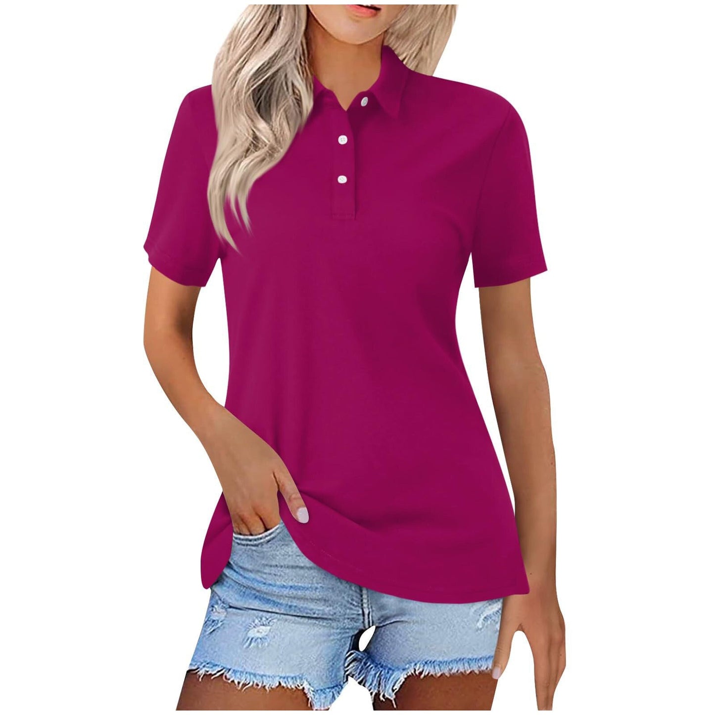 Da Donna Polo Classica Manica Corta Stile Minimal Smart Casual Quotidiano