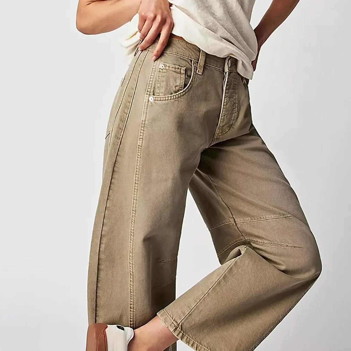 Da Donna Jeans Barrel Leg Vita Alta Relaxed Denim