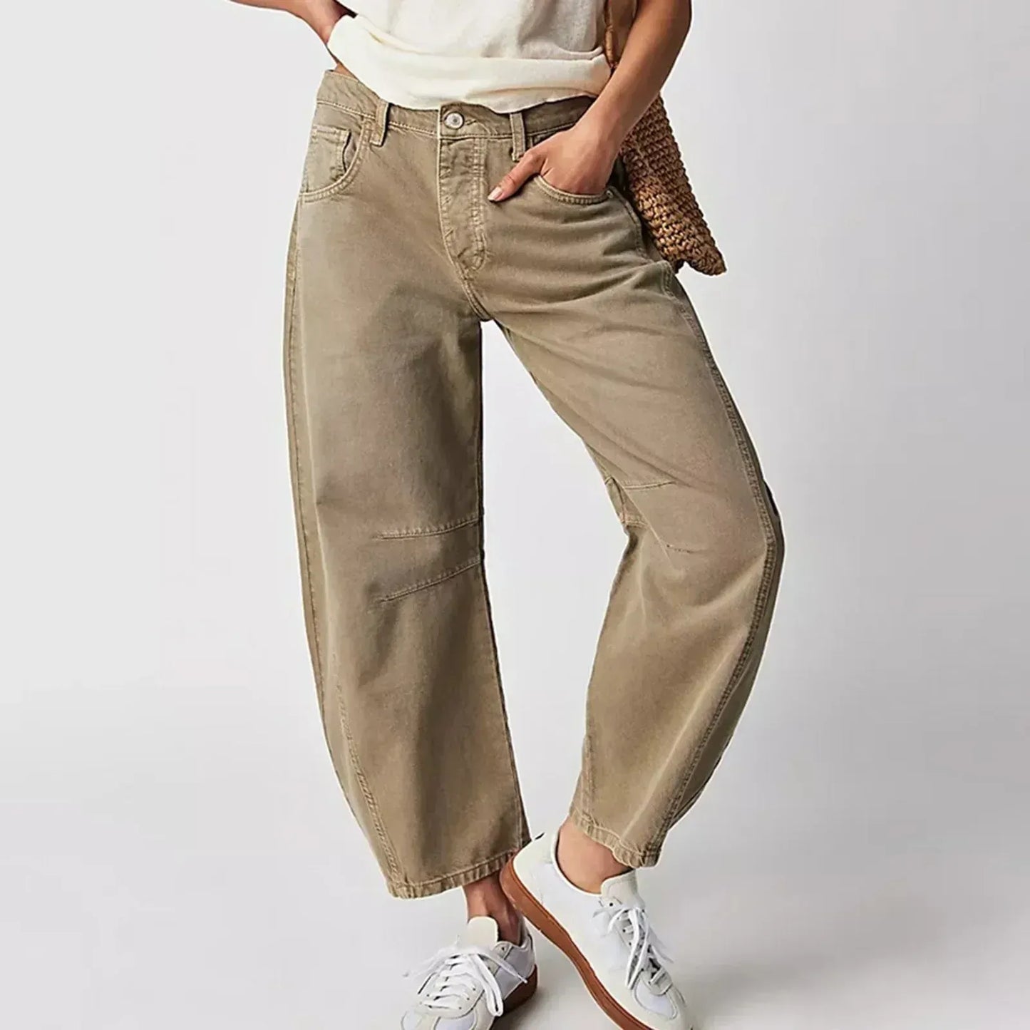 Da Donna Jeans Barrel Leg Vita Alta Relaxed Denim