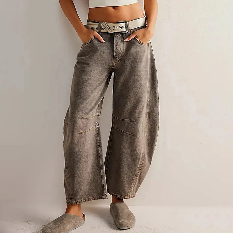 Da Donna Jeans Barrel Leg Vita Alta Relaxed Denim