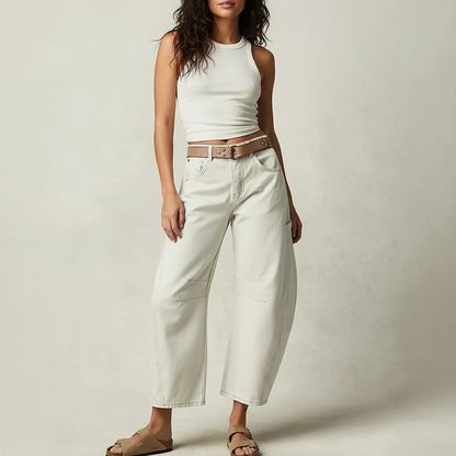 Da Donna Jeans Barrel Leg Vita Alta Relaxed Denim