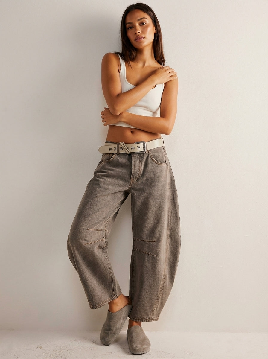 Da Donna Jeans Barrel Leg Vita Alta Relaxed Denim