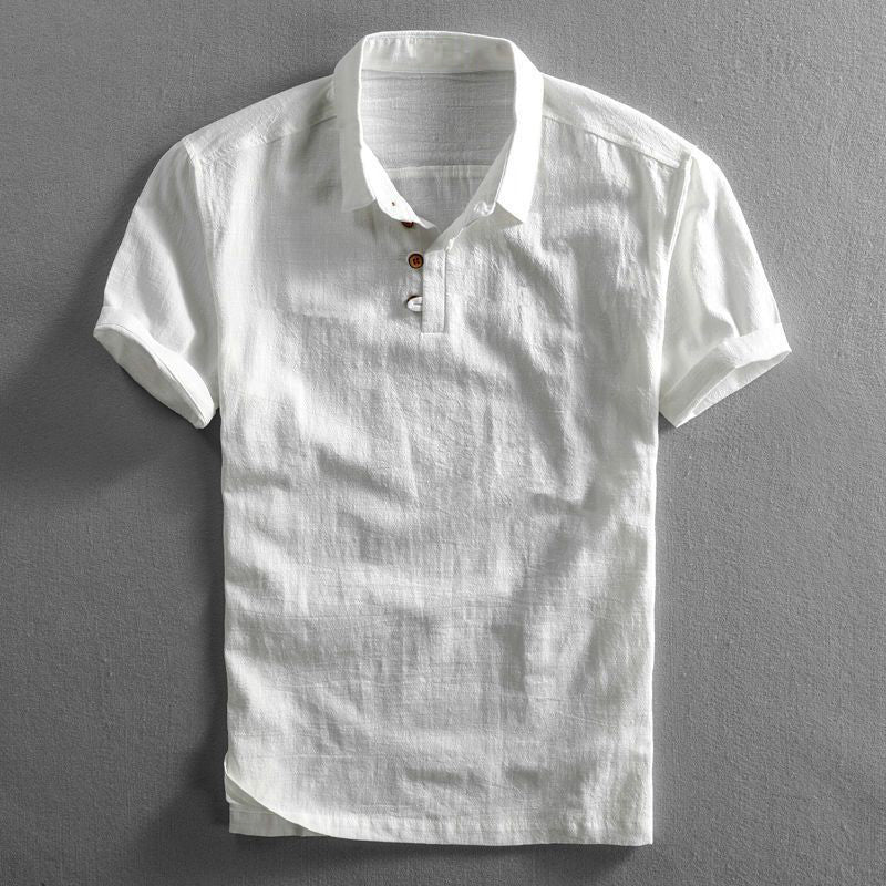 Da Uomo Polo Effetto Lino Bottoni Frontali Relax Moderna