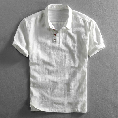 Da Uomo Polo Effetto Lino Bottoni Frontali Relax Moderna