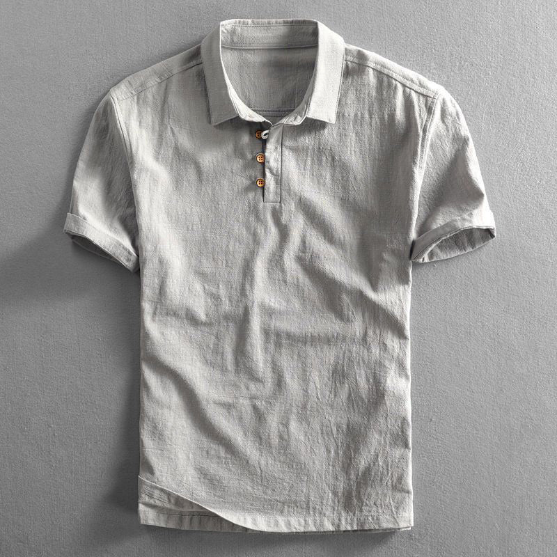 Da Uomo Polo Effetto Lino Bottoni Frontali Relax Moderna