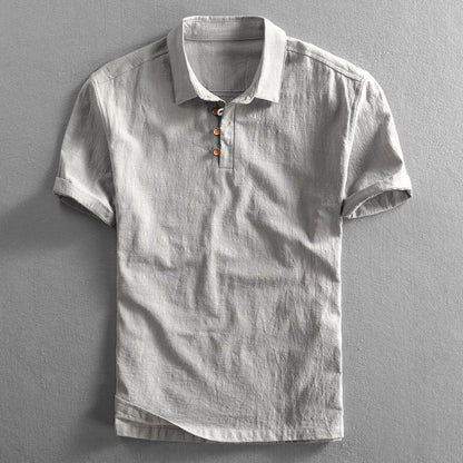 Da Uomo Polo Effetto Lino Bottoni Frontali Relax Moderna