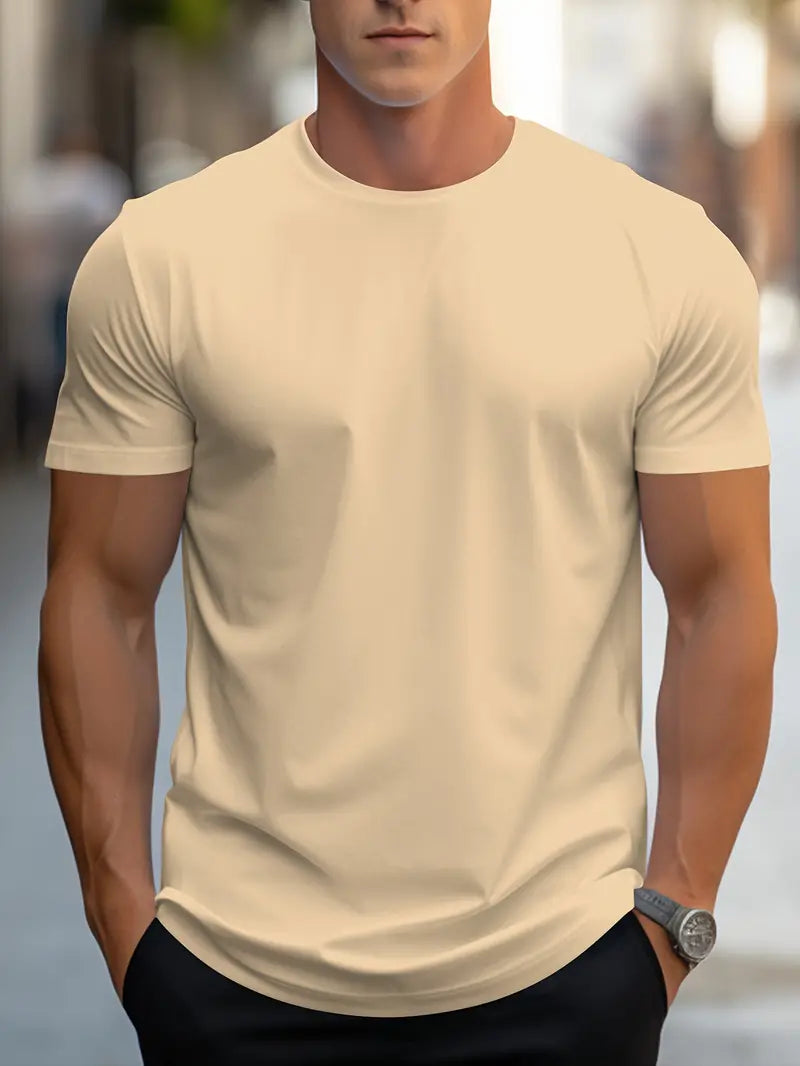 Da Uomo T-Shirt Slim Fit Girocollo Essenziale Relax Moderna