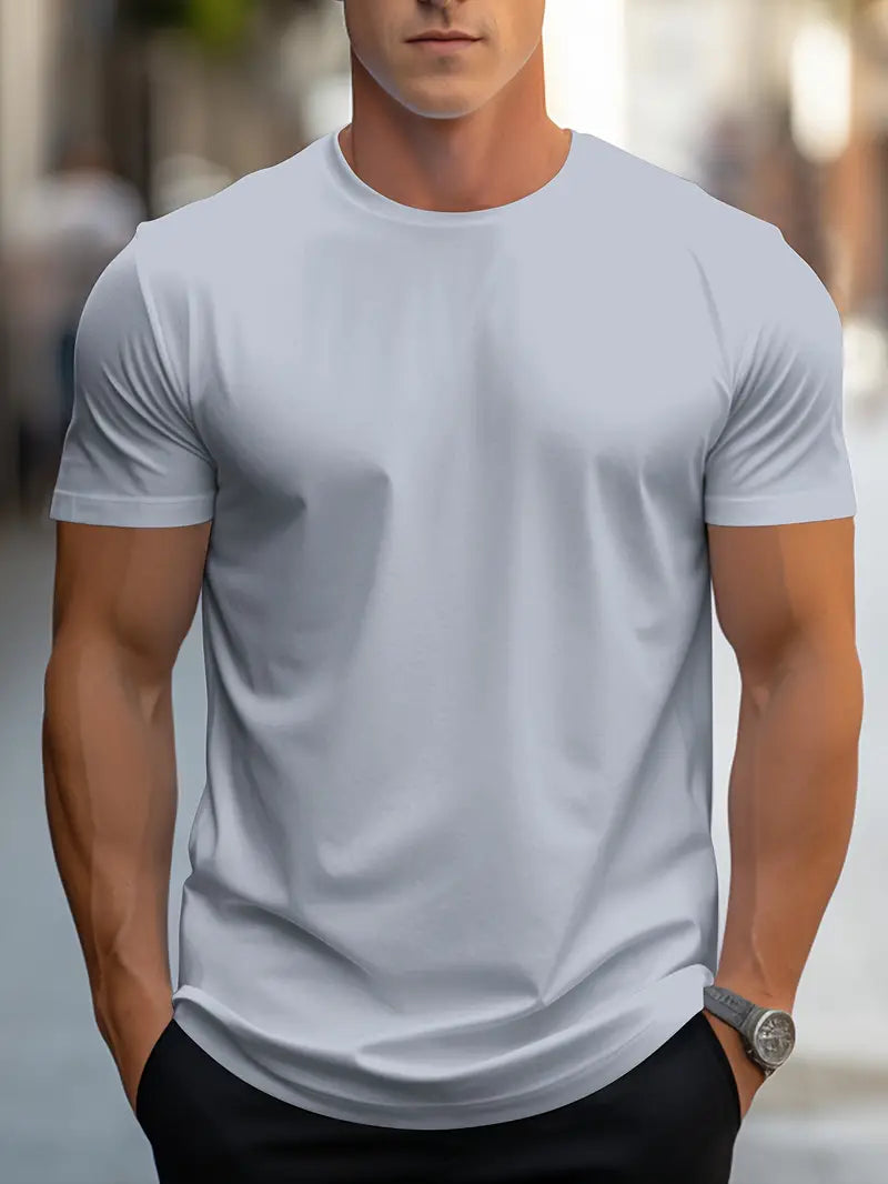 Da Uomo T-Shirt Slim Fit Girocollo Essenziale Relax Moderna
