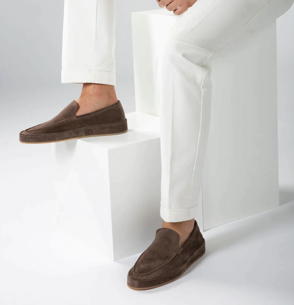 Da Uomo Mocassini Slip-On Scamosciati con Linea Raffinata