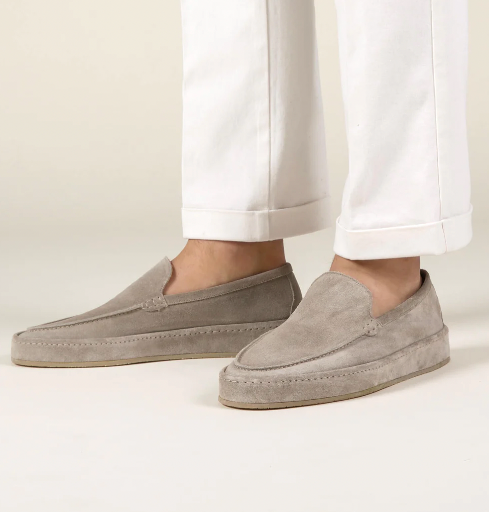 Da Uomo Mocassini Slip-On Scamosciati con Linea Raffinata