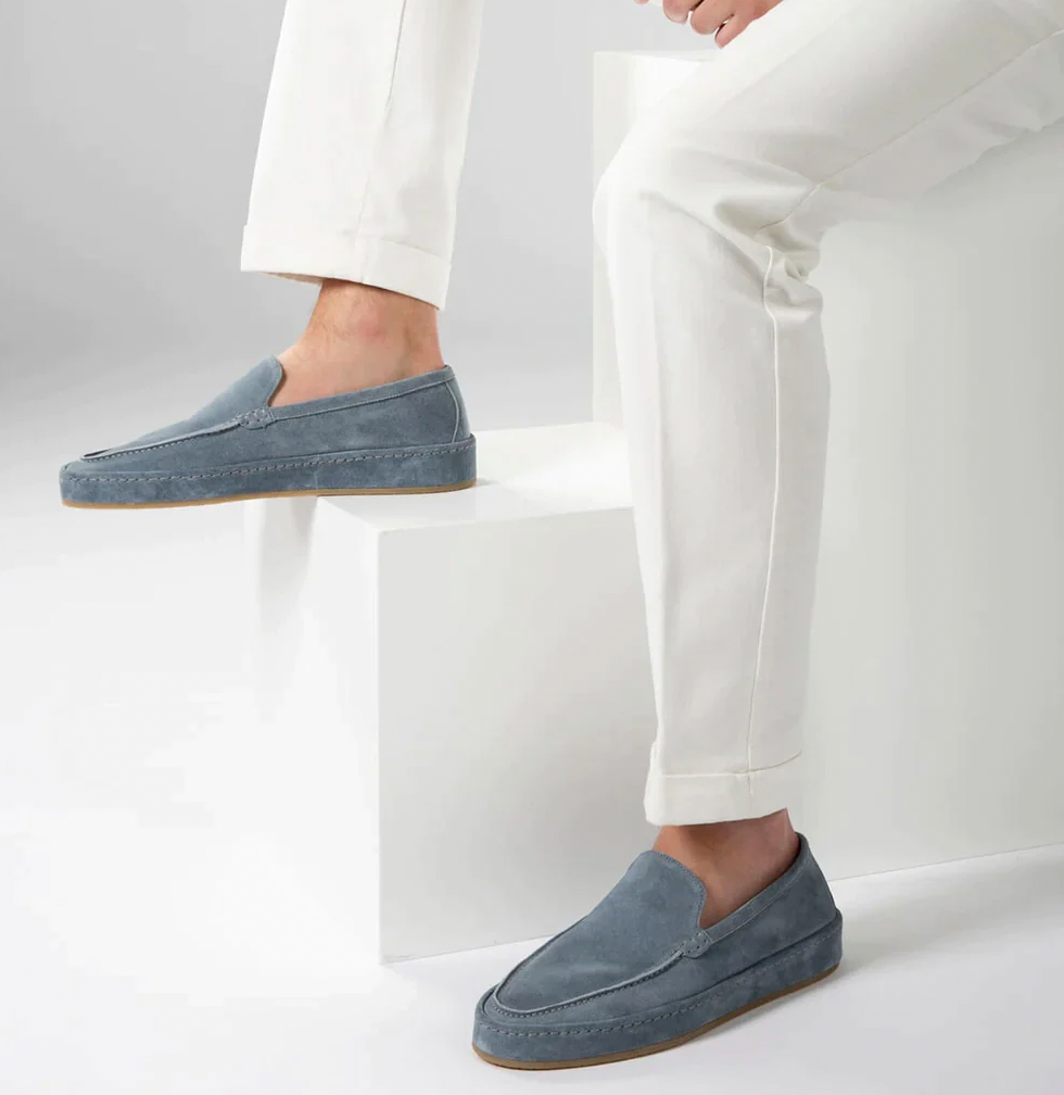 Da Uomo Mocassini Slip-On Scamosciati con Linea Raffinata