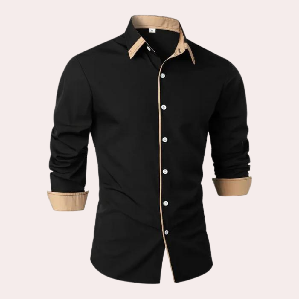 Da Uomo Camicia Slim Fit Colletto Contrasto Eleganza Moderna