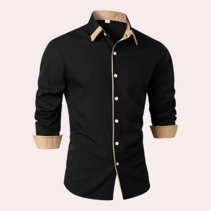Da Uomo Camicia Slim Fit Colletto Contrasto Eleganza Moderna