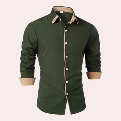 Da Uomo Camicia Slim Fit Colletto Contrasto Eleganza Moderna