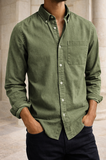 Da Uomo Camicia in Cotone Button-Down Smart Casual