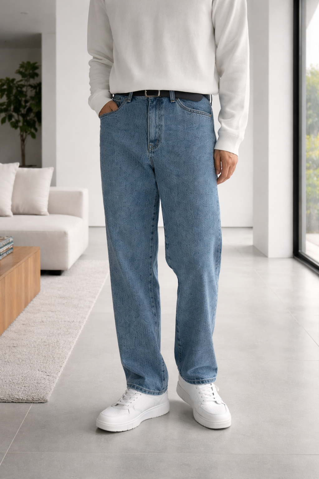 Da Uomo Jeans in Denim a Gamba Dritta dallo Stile Casual Versatile