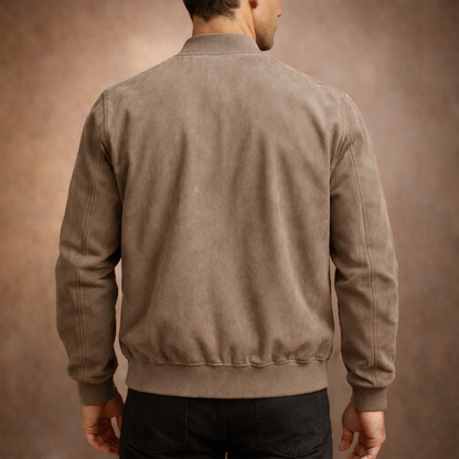 Da Uomo Giacca Bomber Effetto Camoscio Eleganza Casual Moderna