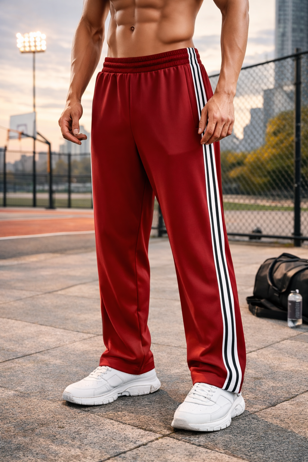 Da Uomo Pantaloni Sportivi con Coulisse e Banda Laterale