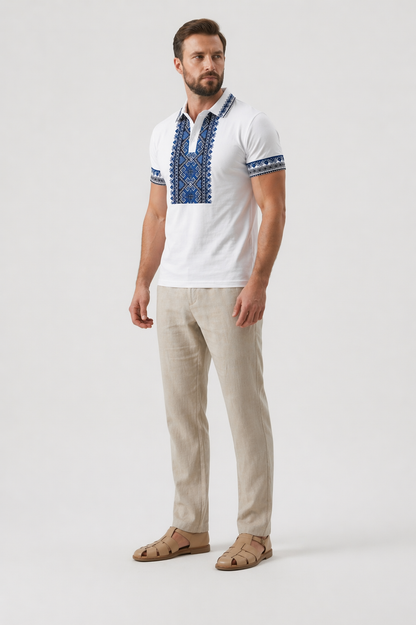 Da Uomo Polo Strutturata con Inserto Ricamato e Linea Slim