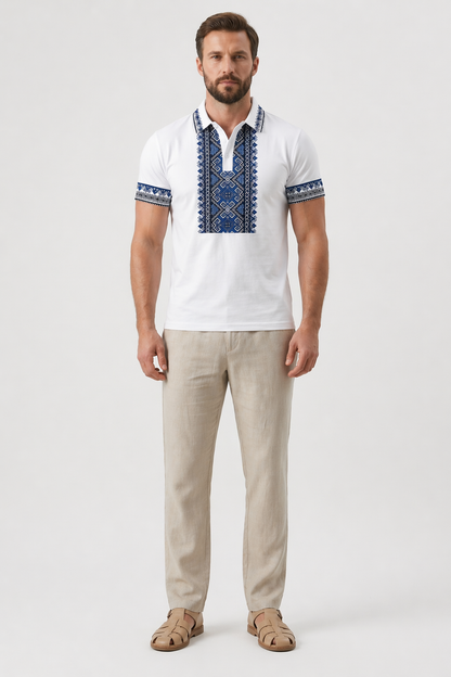 Da Uomo Polo Strutturata con Inserto Ricamato e Linea Slim